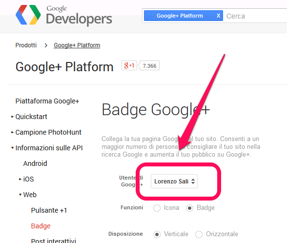 Google Badge step 1